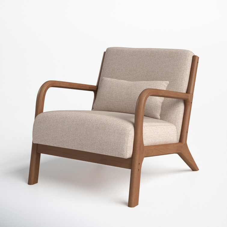 Wood and 2025 linen accent chair